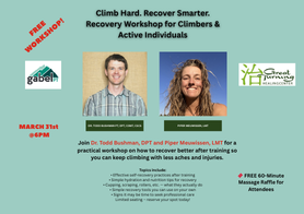 Free Recovery Workshop for Climbers and Active Individuals!